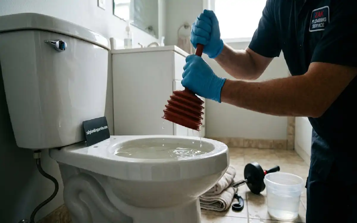 unclog a toilet when the water is high